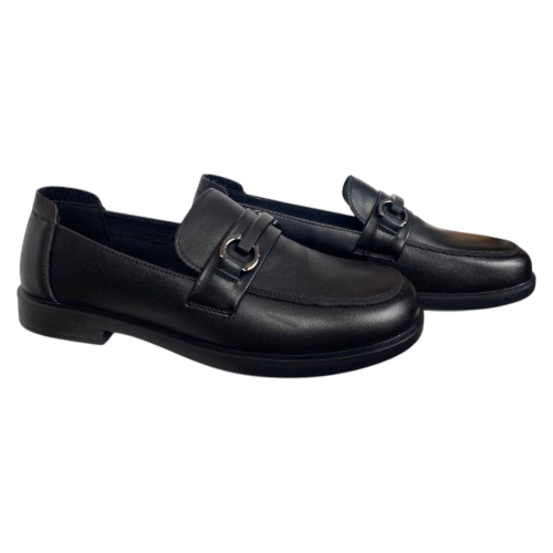 Лоферы женские кожаные ALLSY 203289 черные