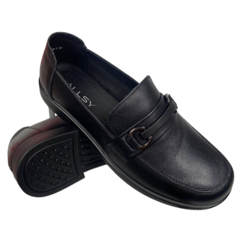 Лоферы женские кожаные ALLSY 203289 черные