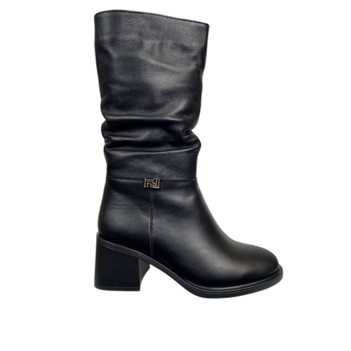 Сапоги женские кожаные TEMP 267 01 черный мех
