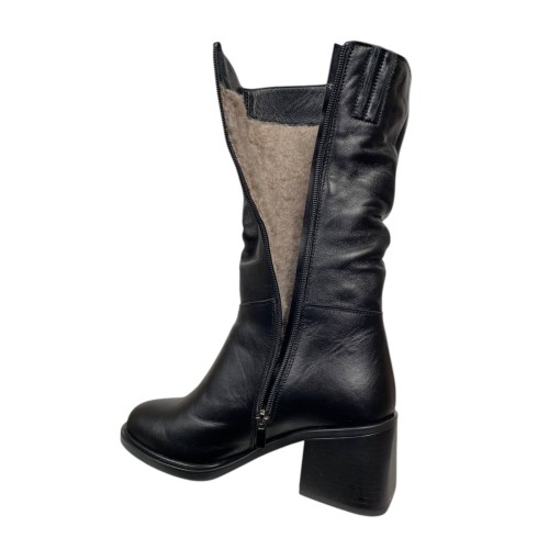 Сапоги женские кожаные TEMP 267 01 черный мех