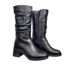 Сапоги женские кожаные TEMP 267 01 черный мех