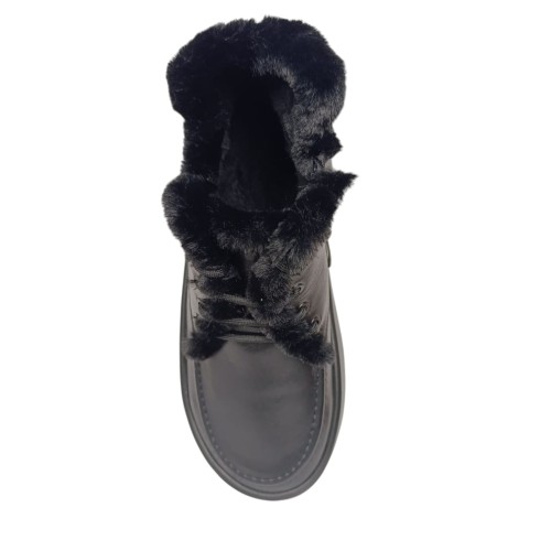 Черевики жіночі шкіряні MADAM 2525 чорні хутро