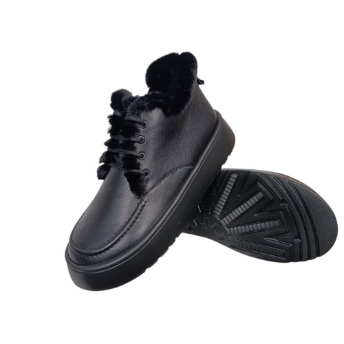 Черевики жіночі шкіряні MADAM 2525 чорні хутро