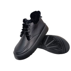 Черевики жіночі шкіряні MADAM 2525 чорні хутро