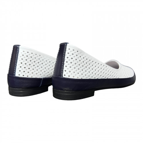 Лодочки Женские кожаные PRELLESTA 605 25 бело синий