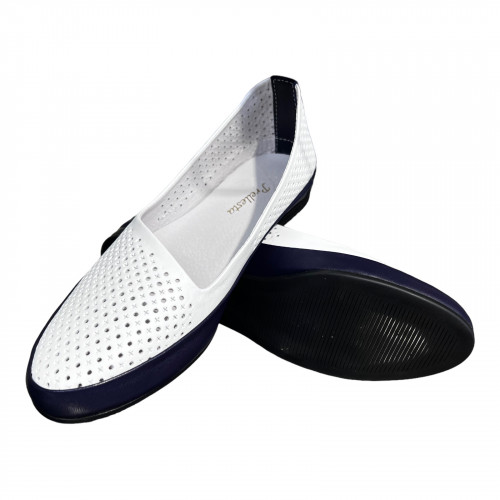 Лодочки Женские кожаные PRELLESTA 605 25 бело синий