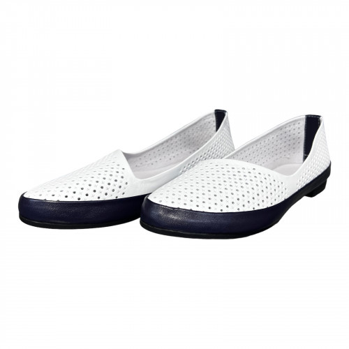 Лодочки Женские кожаные PRELLESTA 605 25 бело синий