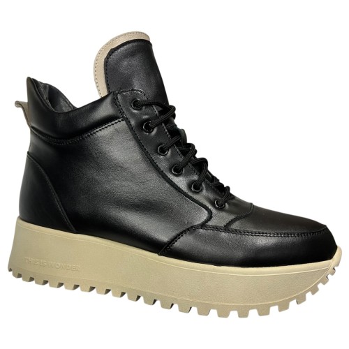 Черевики жіночі шкіряні ANDALINI 2318 чорний хутро