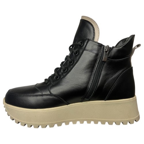 Черевики жіночі шкіряні ANDALINI 2318 чорний хутро