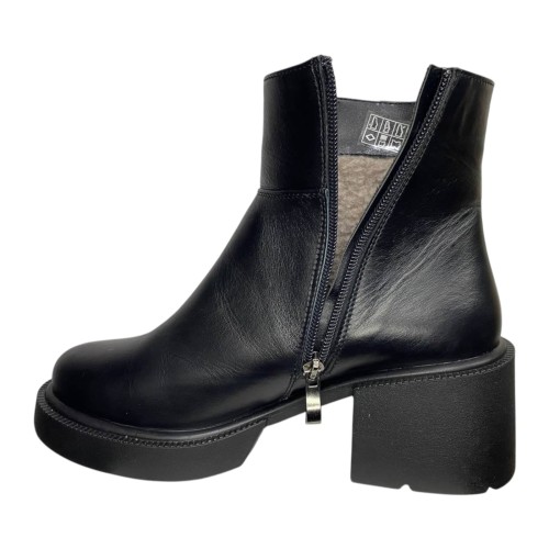 Ботинки женские кожаные TEMP Меган каблук черный мех