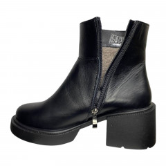 Черевики жіночі шкіряні TEMP Меган каблук чорний хутро