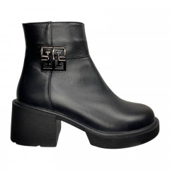 Черевики жіночі шкіряні TEMP Меган каблук чорний хутро