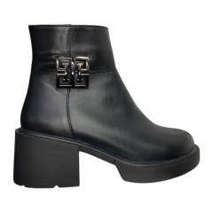 Черевики жіночі шкіряні TEMP Меган каблук чорний хутро