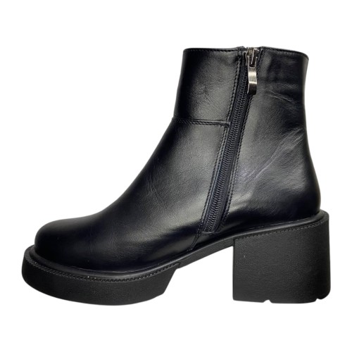 Ботинки женские кожаные TEMP Меган каблук черный мех