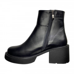 Черевики жіночі шкіряні TEMP Меган каблук чорний хутро