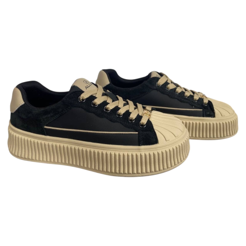 Кроссовки женские кожа+замш ALLSY 203298 черные