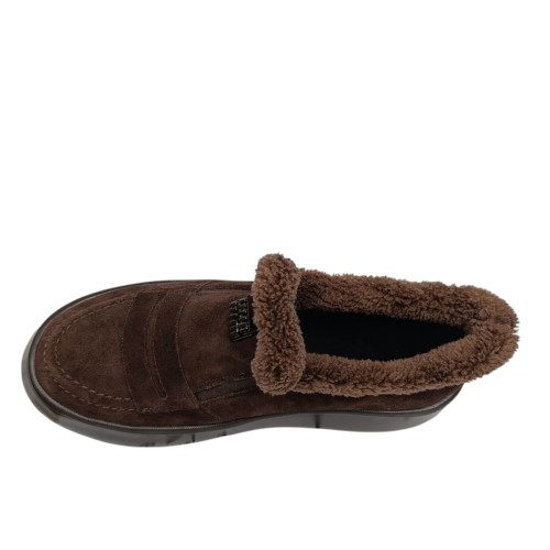 Черевики жіночі замшеві MADAM 2218 25 шоколадні хутро