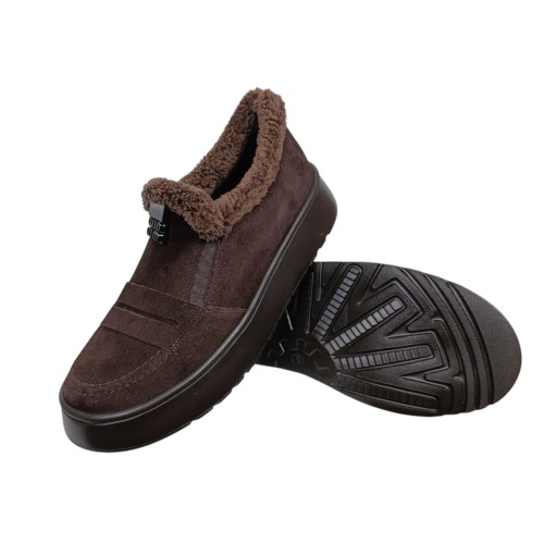 Черевики жіночі замшеві MADAM 2218 25 шоколадні хутро