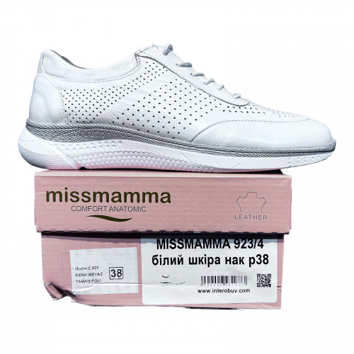 Кроссовки Женские кожаные MISSMAMMA 923/4 белый накол