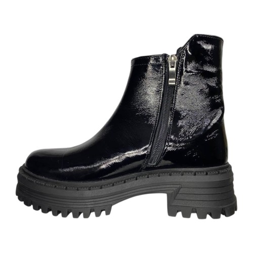 Черевики жіночі шкіряні лак TEMP Меган 2 01 чорний хутро