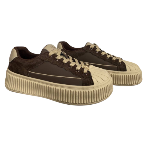 Кроссовки женские кожа+замш ALLSY 203299 коричневые