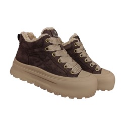 Черевики жіночі замшеві ALLSY 202544 коричневі хутро