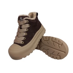 Черевики жіночі замшеві ALLSY 202544 коричневі хутро