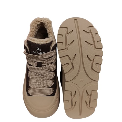 Черевики жіночі замшеві ALLSY 202544 коричневі хутро