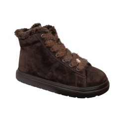 Черевики жіночі замшеві CAMELLIA 380 25 шоколад хутро