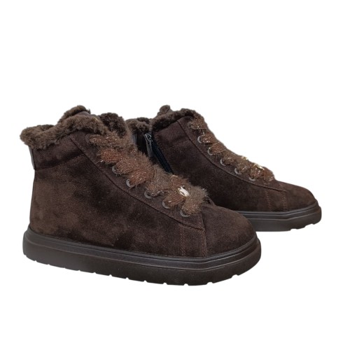 Черевики жіночі замшеві CAMELLIA 380 25 шоколад хутро