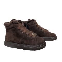 Черевики жіночі замшеві CAMELLIA 380 25 шоколад хутро
