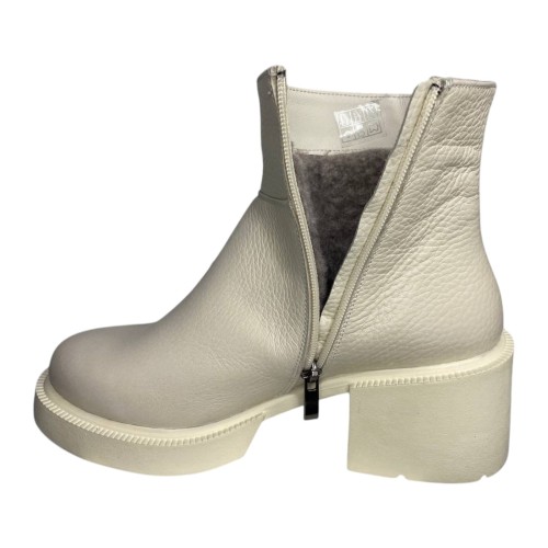 Черевики жіночі шкіряні TEMP Меган 04 каблук бежевий хутро