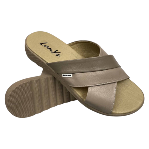 Шлепанцы женские LONYS 533T 04 бежевые кожаные