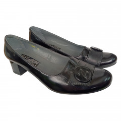 Туфли женские кожаные лак каблук SE NAT 4001 черные