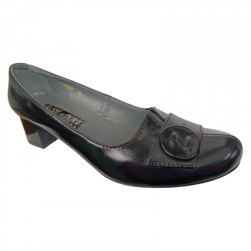 Туфли женские кожаные лак каблук SE NAT 4001 черные