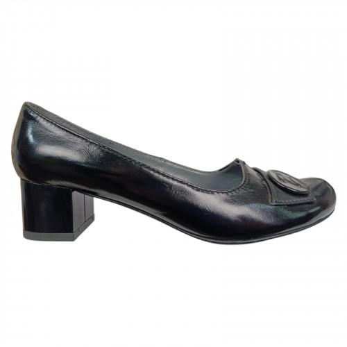 Туфли женские кожаные лак каблук SE NAT 4001 черные