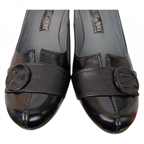 Туфли женские кожаные лак каблук SE NAT 4001 черные