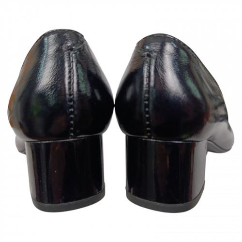 Туфли женские кожаные лак каблук SE NAT 4001 черные