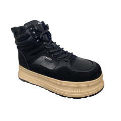 Черевики жіночі шкіряні+замш ALLSY 206176 чорні хутро