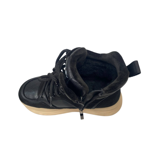 Черевики жіночі шкіряні+замш ALLSY 206176 чорні хутро