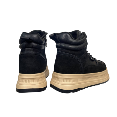 Черевики жіночі шкіряні+замш ALLSY 206176 чорні хутро