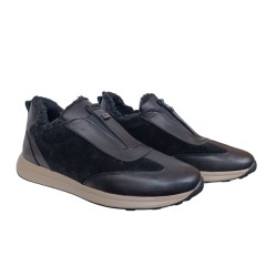 Кроссовки женские кожаные+замш TANGO 104 01 черный мех