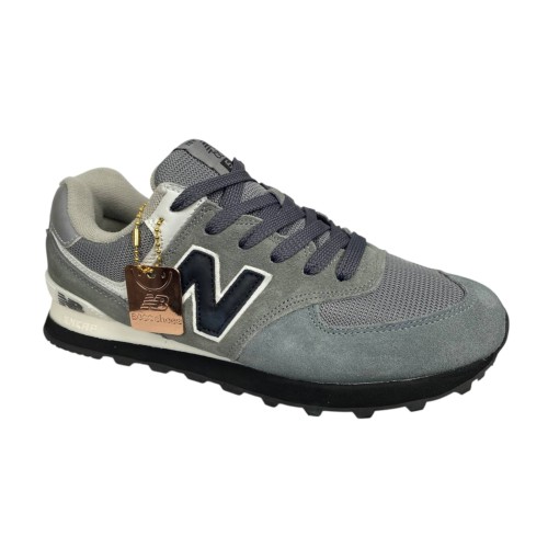 Замшевые кроссовки мужские New Balance 574 classik (A573-6) темно-серый белый