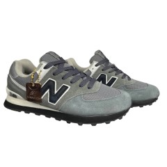 Замшевые кроссовки мужские New Balance 574 classik (A573-6) темно-серый белый 