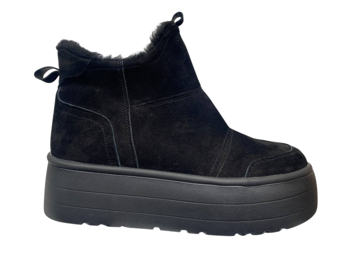 Черевики жіночі замшеві VLADEKS 1502 чорні хутро