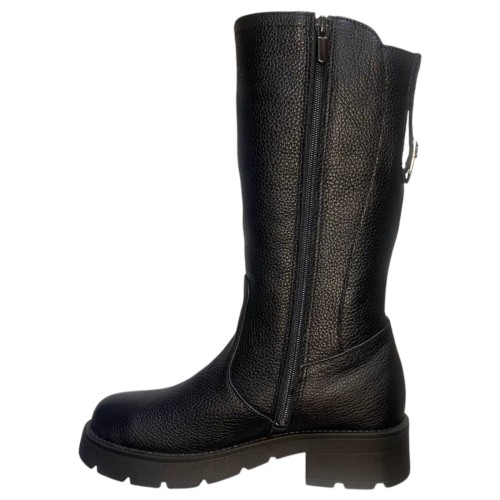 Чоботи жіночі шкіряні BLESSO 24 30 чорний хутро