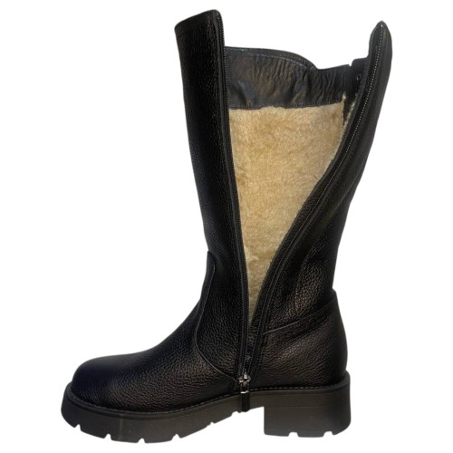 Чоботи жіночі шкіряні BLESSO 24 30 чорний хутро