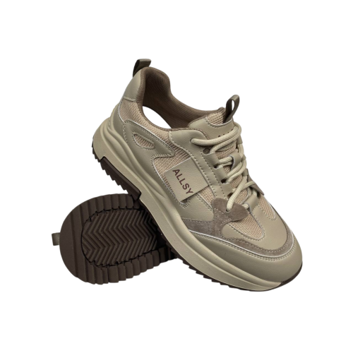 Кроссовки женские кожаные ALSSY 203280 бежевые