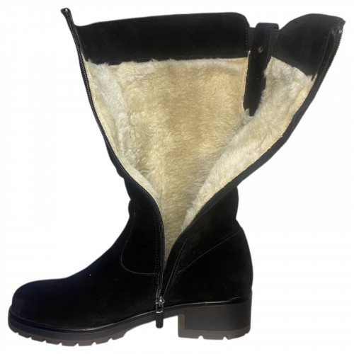 Чоботи жіночі замшеві BLESSO 203 чорний хутро