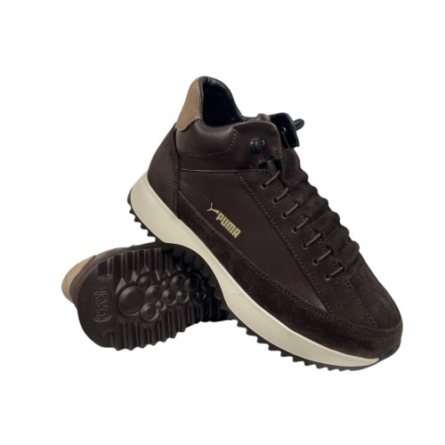 Кроссовки женские ROADE STYLE M 1056 17 шоколадные замш/кожа мех